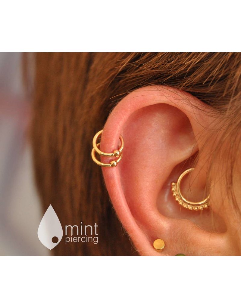 BVLA 18g Fixed Bead Rings with 2mm Bead in 14k Gold by BVLA!