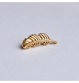 BVLA Feather 16g Threaded End 14k Yellow Gold