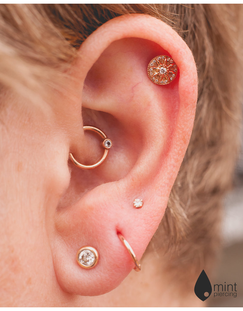 BVLA 16g Fixed Bezel Seam Rings with 2mm CZ in 14k Rose Gold