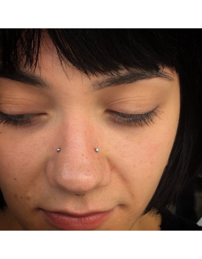 Neometal White Opal Cabochon Titanium Threadless Ends by Neometal