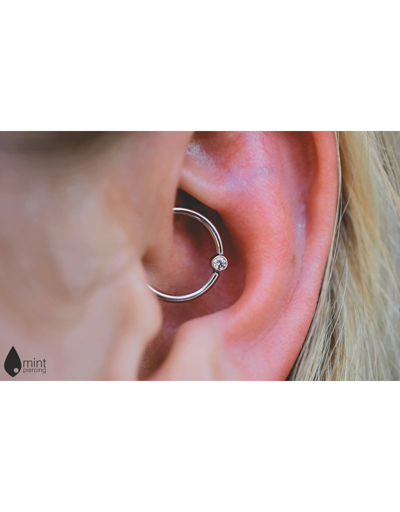 BVLA 16g Fixed Bezel Seam Rings with 2mm CZ in 14k White Gold
