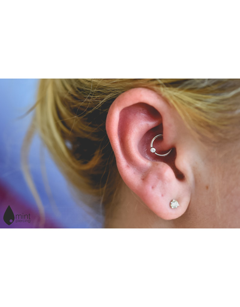 BVLA 16g Fixed Bezel Seam Rings with 2mm CZ in 14k White Gold