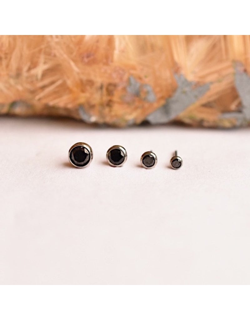 Neometal Black CZ Bezel Titanium Threadless Ends by Neometal
