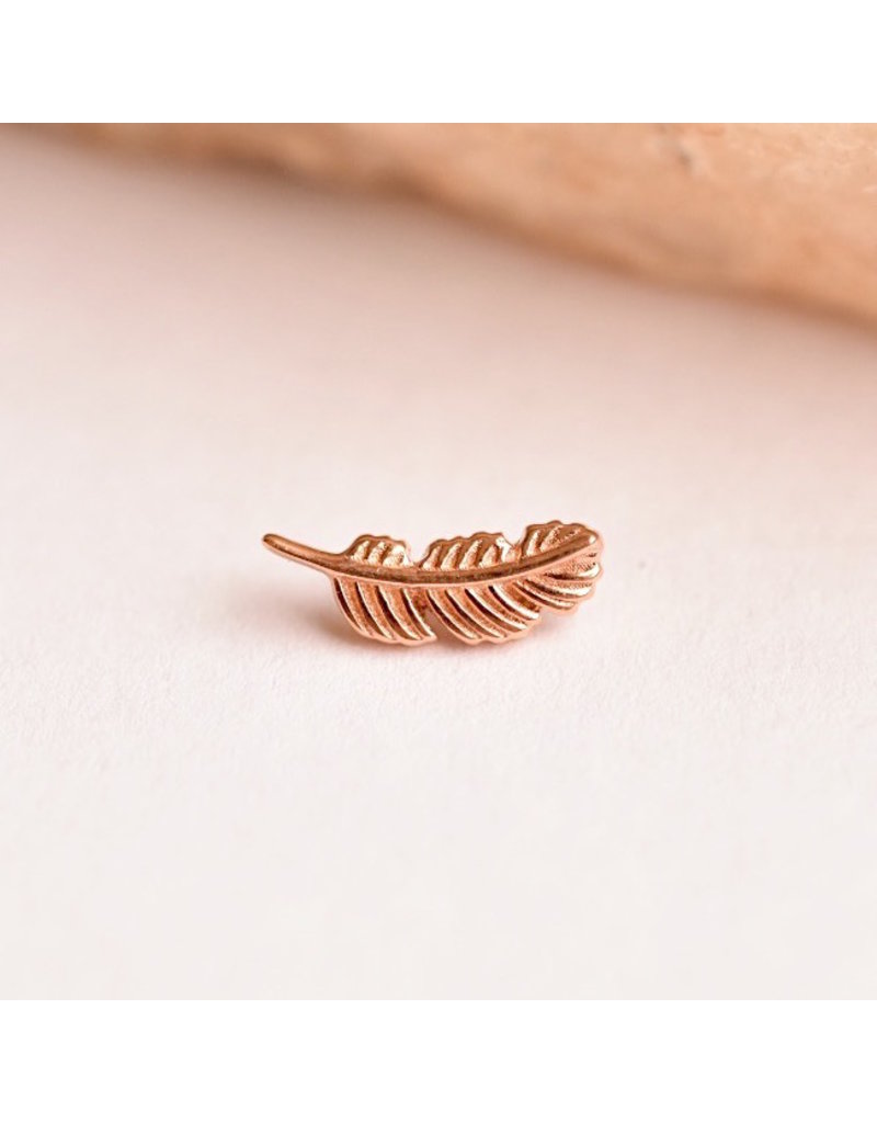 BVLA Feather 16g Threaded End 14k Rose Gold