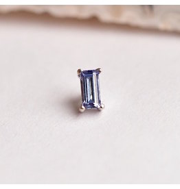 BVLA Baguette Prong 16g Threaded End 14k White Gold Tanzanite