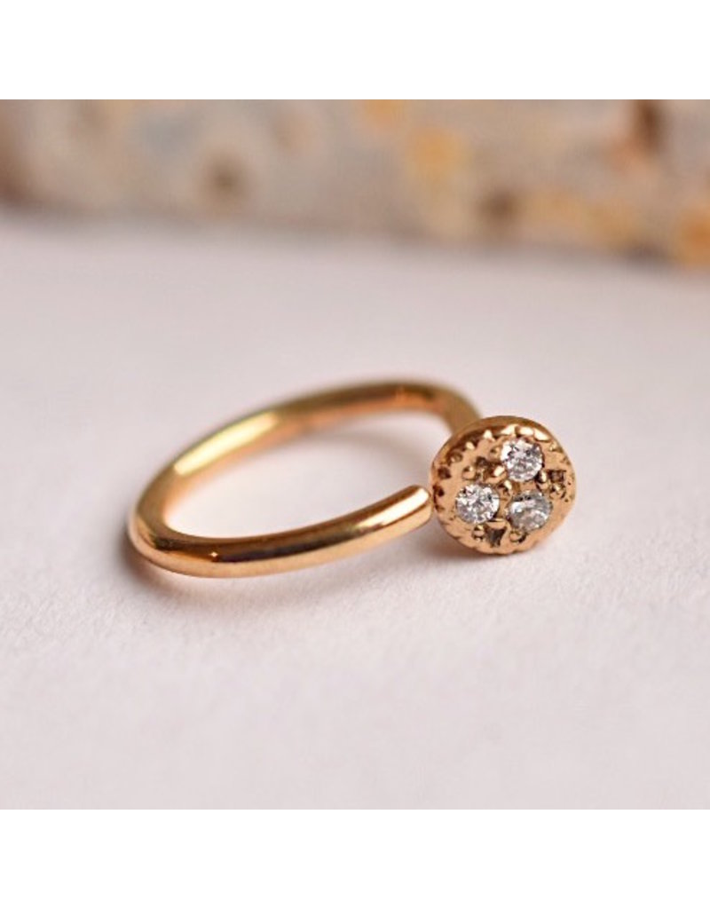 BVLA 18g 5/16" Nostril Snail with 3mm Pave Circle with Genuine Diamonds in 14k Gold by BVLA!