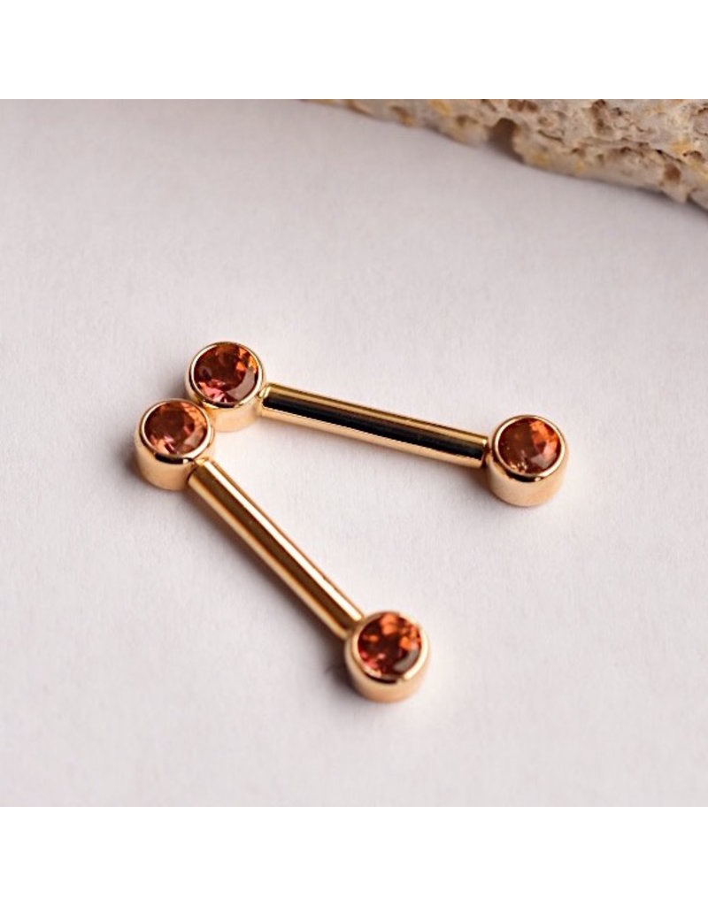 2Ct Round Lab-Created Diamond Piercing Barbell Nipple Rings 14KYellow Gold  Finsh