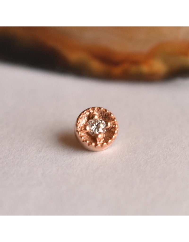BVLA Round Harlequin 16g Threaded End 14k Rose Gold Diamond