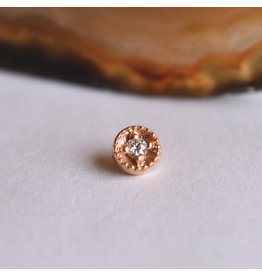 BVLA Round Harlequin 16g Threaded End 14k Rose Gold CZ