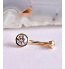 BVLA Bezel CZ Yellow Gold 14g 5/16" Navel Curve