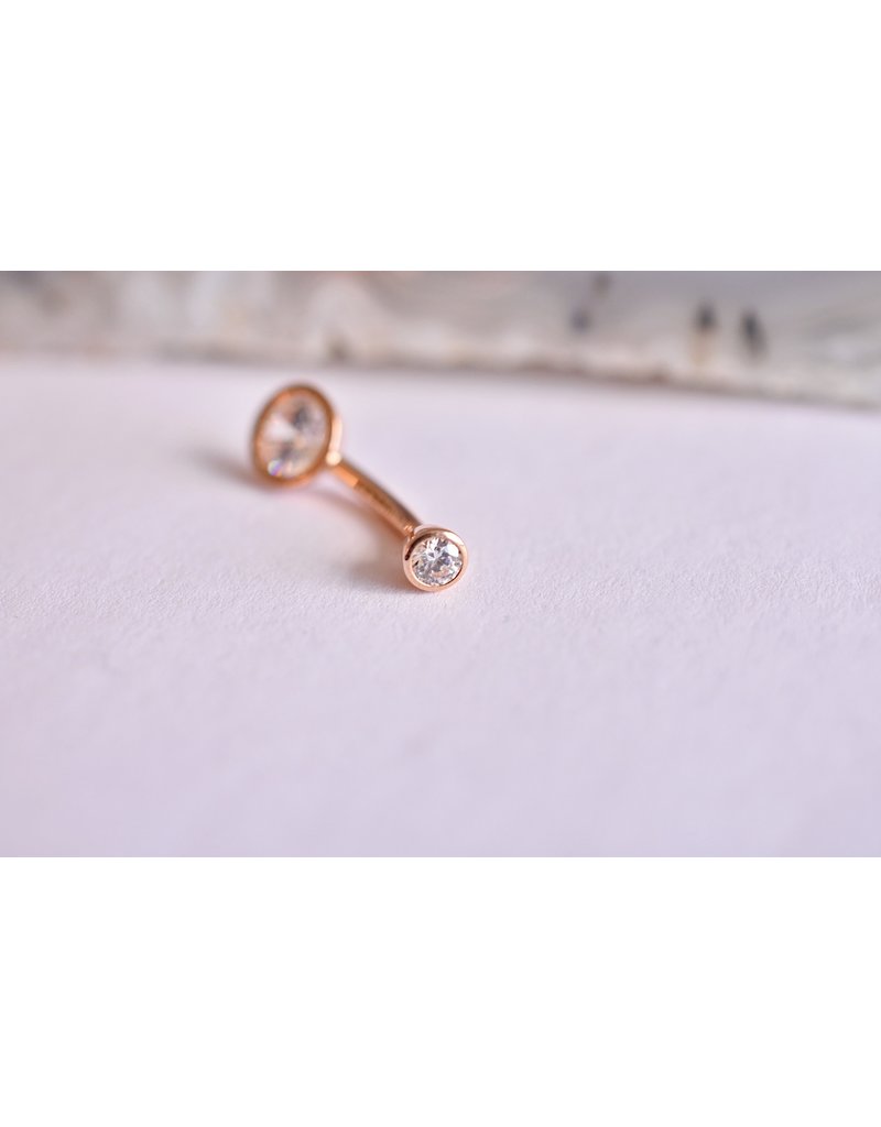 BVLA 14g 3/8 Bezel Set Navel Curve 14k Rose Gold CZ