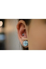 BVLA Round Harlequin with Genuine VS Diamond in 14k Rose Gold 16g Threaded End by BVLA!