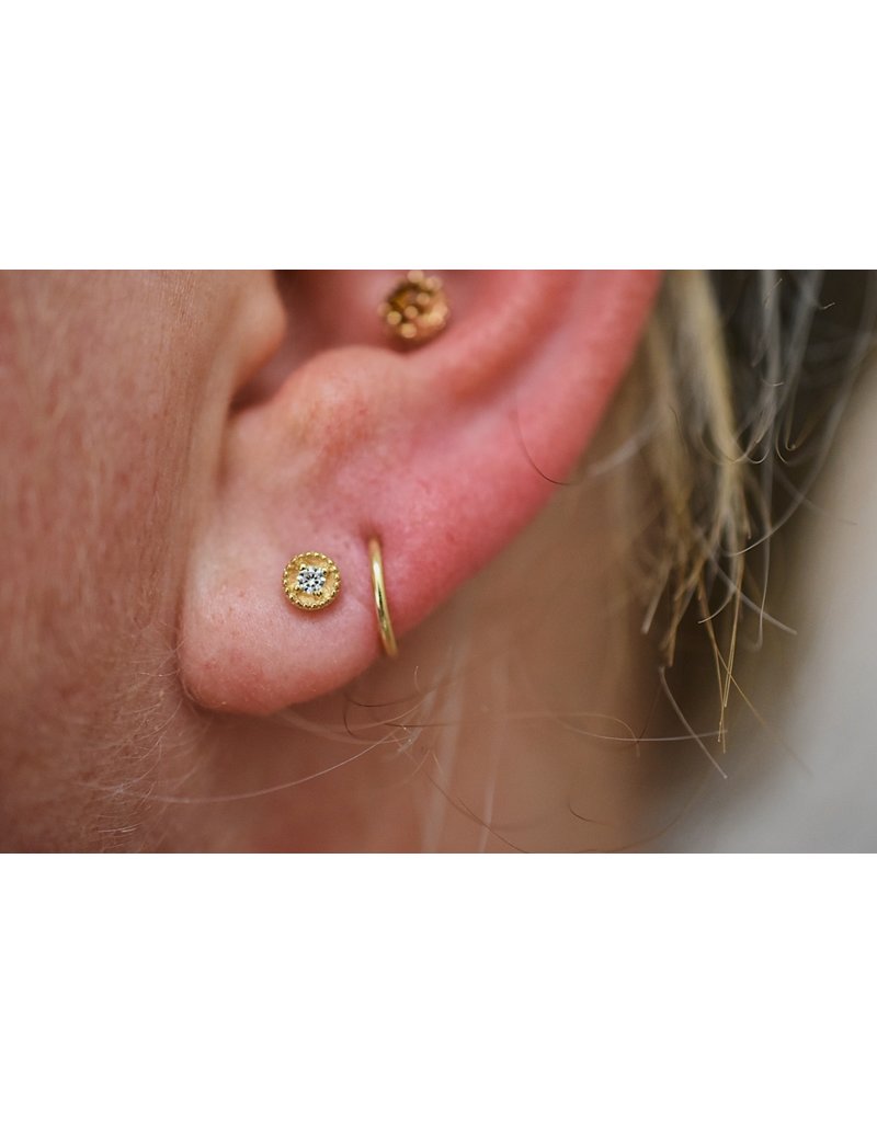 BVLA Round Harlequin with Genuine VS Diamond in 14k Rose Gold 16g Threaded End by BVLA!