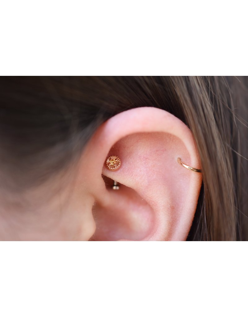 BVLA Round Harlequin with Genuine VS Diamond in 14k Rose Gold 16g Threaded End by BVLA!