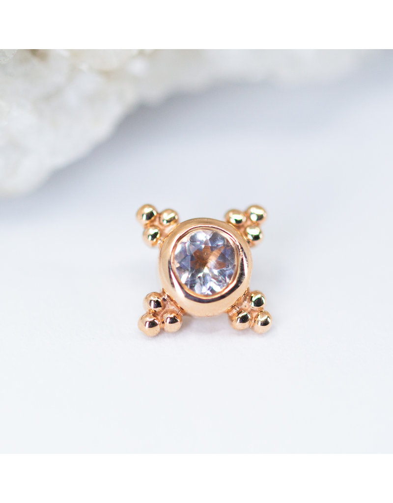 BVLA 6mm Mini Kandy with Morganite in 14k Rose Gold 16g Threaded Ends