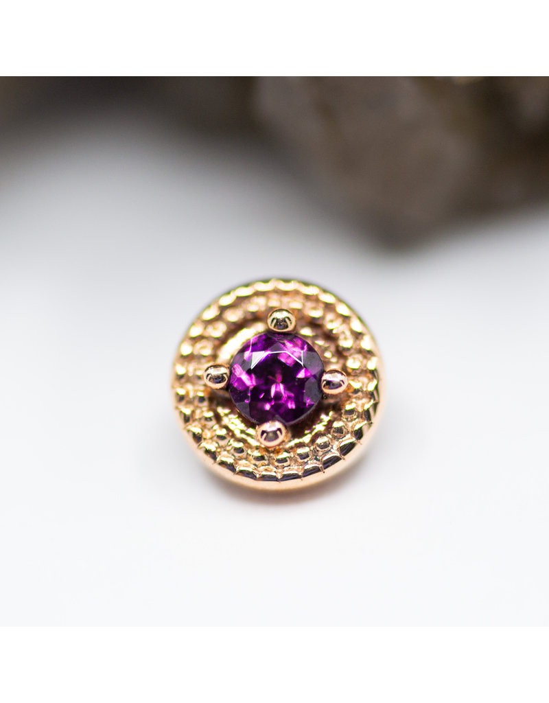 BVLA Double Round Harlequin 16g Threaded End 14k Rose Gold Amethyst