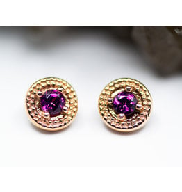 BVLA Double Round Harlequin Amethyst Rose Gold 16g Threaded End