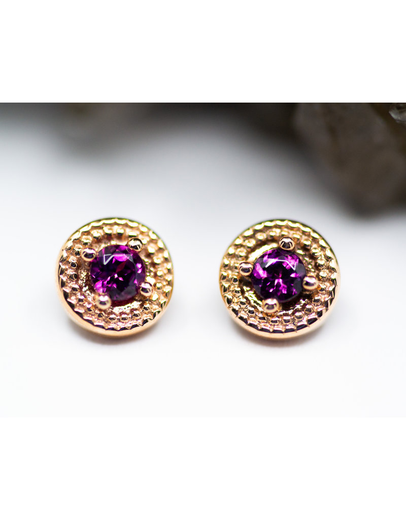 BVLA Double Round Harlequin 16g Threaded End 14k Rose Gold Amethyst
