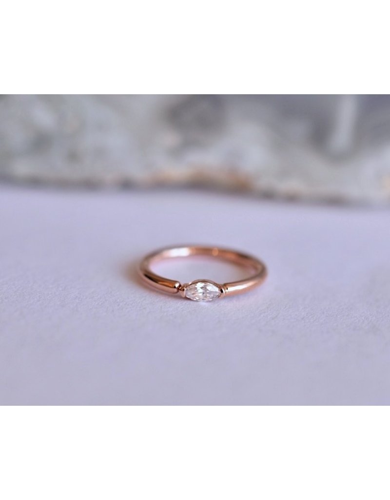 BVLA 18g Fixed Marquise Seam Rings with 3x1.5mm CZ in 14k Gold by BVLA!