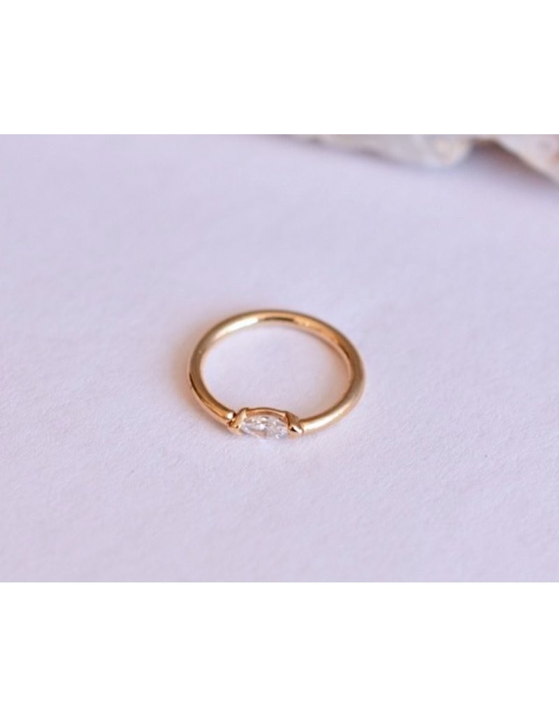 BVLA 18g Fixed Marquise Seam Rings with 3x1.5mm CZ in 14k Gold by BVLA!
