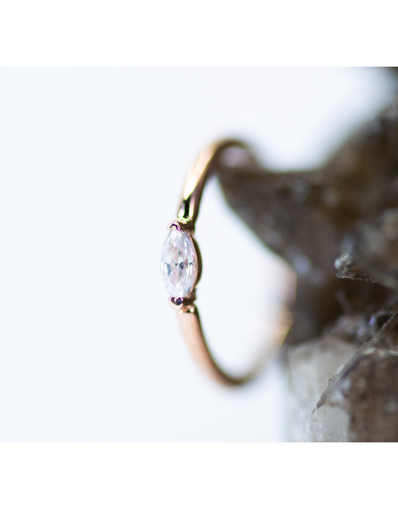 BVLA 18g Fixed Marquise Seam Rings with 3x1.5mm CZ in 14k Gold by BVLA!