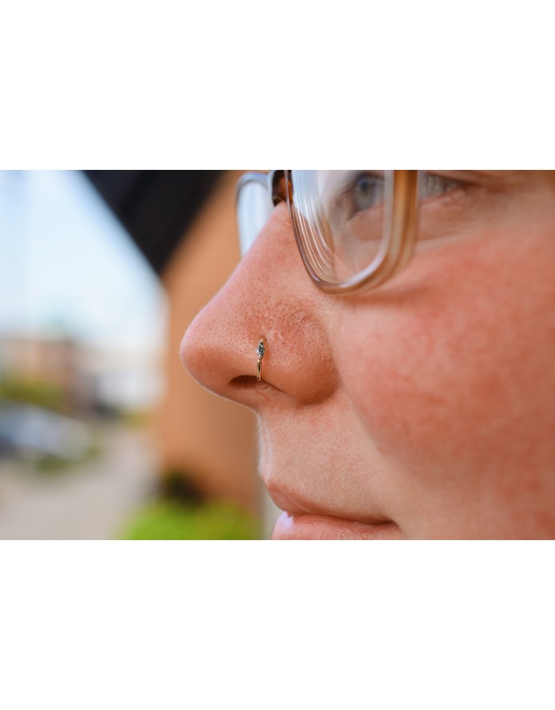 BVLA 18g Fixed Marquise Seam Rings with 3x1.5mm CZ in 14k Gold by BVLA!