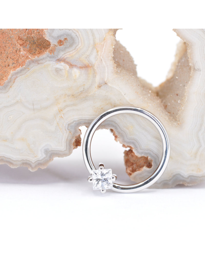 BVLA 16g Fixed Prong Seam Rings with 3mm Princess Cut CZ in 14k White Gold by BVLA!