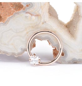 BVLA 16g Fixed Princess Ring 14k Rose Gold with CZ