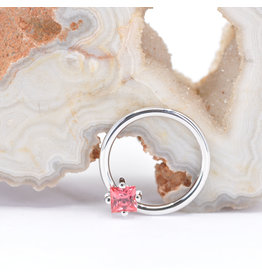 BVLA Princess Cut Padparadscha Sapphire White Gold 16g 7/16" Fixed Prong Seam Ring
