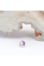 BVLA 3mm Cup with Rainbow Moonstone Cabochon in 14k Rose Gold Threadless Ends