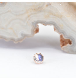 BVLA 3mm Cup Threadless End 14k Rose Gold Rainbow Moonstone