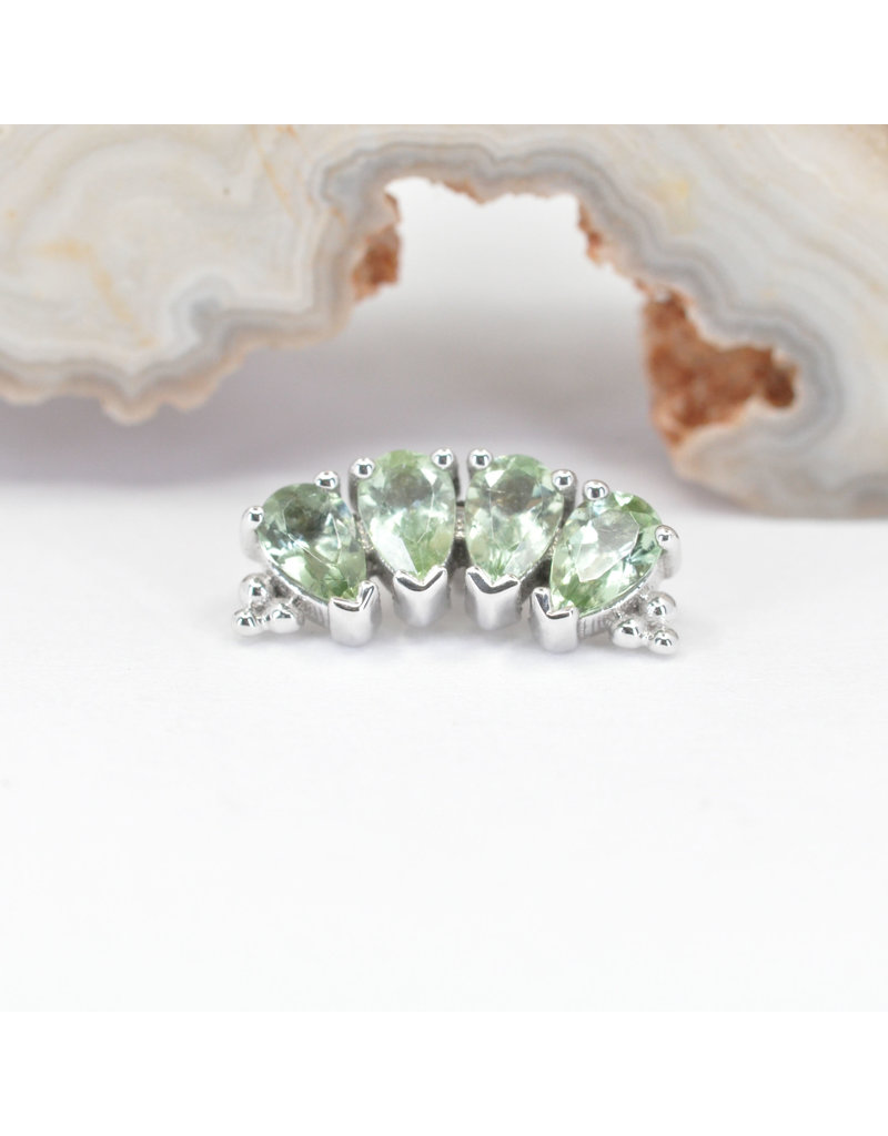 BVLA 4 Gem Pear Panaraya with Seafoam Tourmaline in 14k White Gold 16g Threaded End by BVLA!