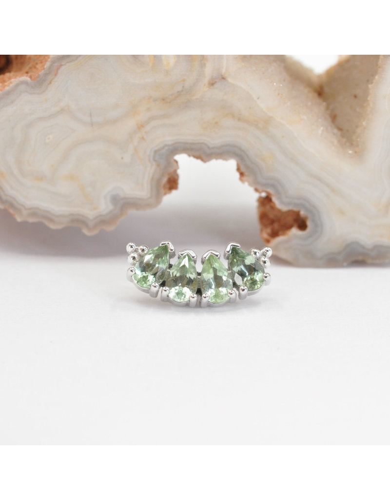 BVLA 4 Gem Pear Panaraya with Seafoam Tourmaline in 14k White Gold 16g Threaded End by BVLA!