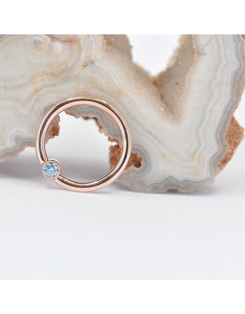 BVLA 16g Fixed Bezel Ring 14k Rose Gold 3/8 Ice Blue Diamond