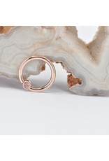 BVLA 16g 5/16" Fixed Bezel Seam Ring with 2mm Faceted Oregon Sunstone in 14k Rose Gold
