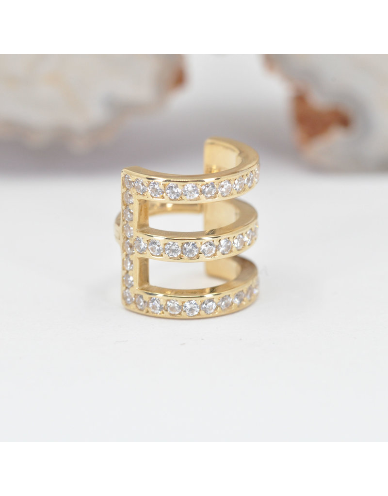 BVLA 16g 1/4" Tokyo Cuff Clicker Ring with CZ in 14k Yellow Gold by BVLA!