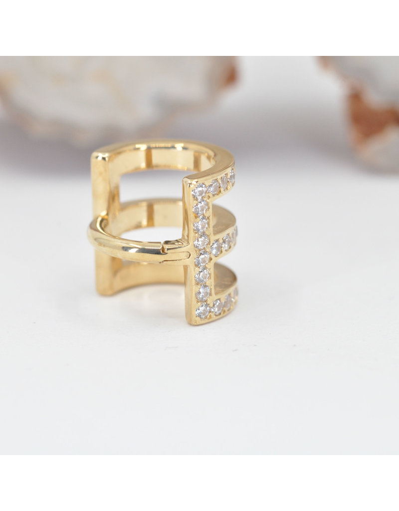 BVLA 16g 1/4" Tokyo Cuff Clicker Ring with CZ in 14k Yellow Gold by BVLA!