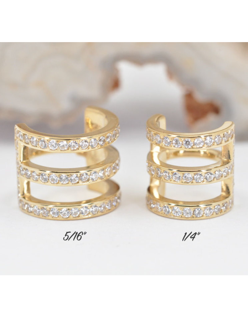 BVLA 16g 1/4" Tokyo Cuff Clicker Ring with CZ in 14k Yellow Gold by BVLA!