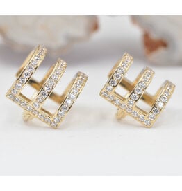 BVLA Tokyo Cuff CZ Yellow Gold 16g 1/4" Clicker Ring