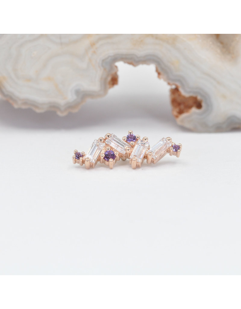 BVLA Genesis with CZ and Grade AA Amethyst in 14k Rose Gold 16g Threaded End by BVLA!
