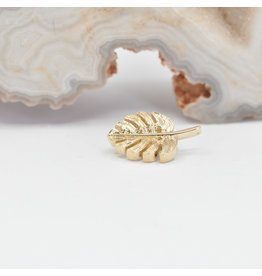 BVLA Monstera Leaf right 16g Threaded End 14k Yellow Gold