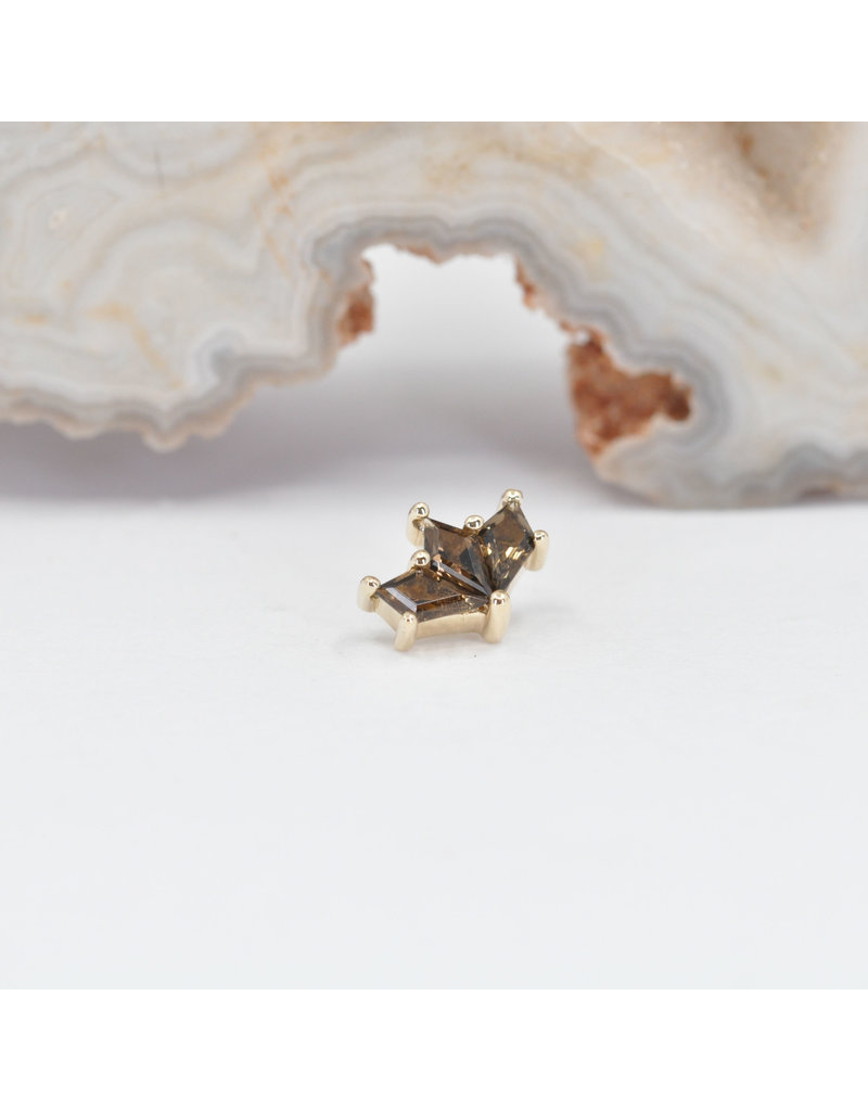 BVLA Daydream 16g Threaded end 14k Yellow Gold with Smoky Quartz