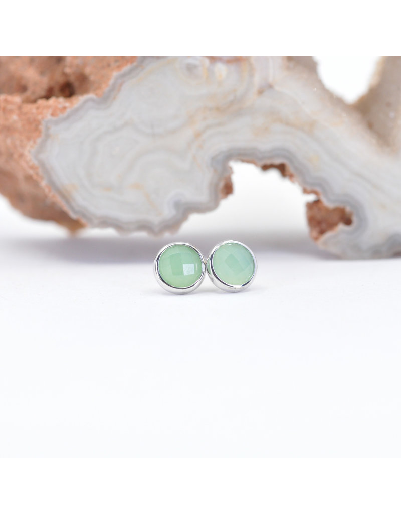 BVLA 4mm Cup with Rose Cut Chrysoprase in 14k White Gold Threadless End