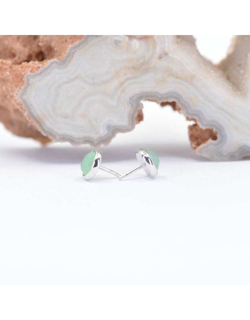 BVLA 4mm Cup with Rose Cut Chrysoprase in 14k White Gold Threadless End