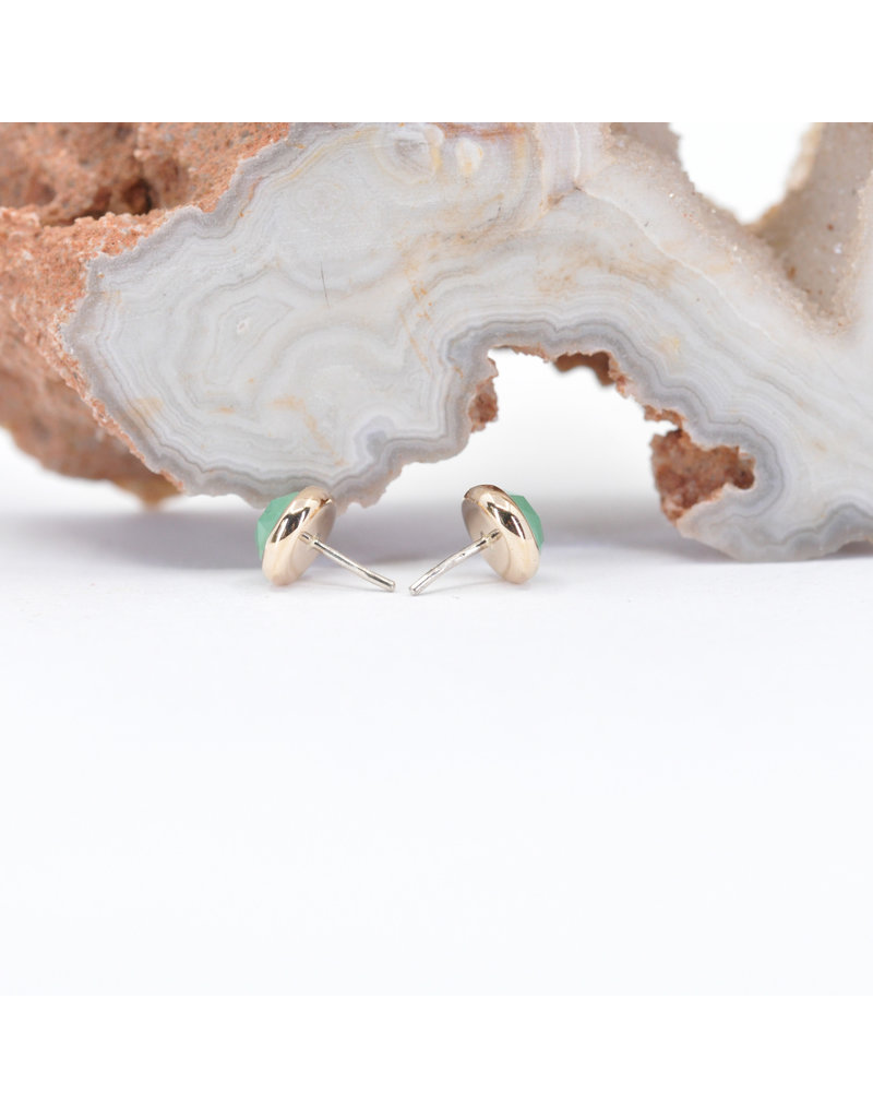 BVLA 4mm Cup with Rose Cut Chrysoprase in 14k Yellow Gold Threadless End by BVLA!