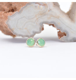 BVLA 4mm Cup Threadless End 14k Yellow Gold Chrysoprase Rose Cut