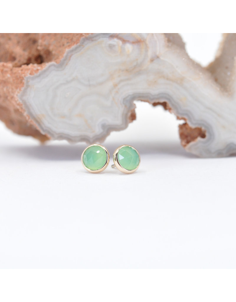 BVLA 4mm Cup with Rose Cut Chrysoprase in 14k Yellow Gold Threadless End by BVLA!