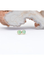 BVLA 3mm Cup with Rose Cut Chrysoprase in 14k Yellow Gold Threadless Ends
