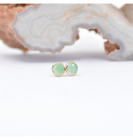 BVLA 3mm Chrysoprase Yellow Gold Threadless Ends