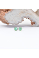 BVLA 3mm Cup with Rose Cut Chrysoprase in 14k White Gold Threadless Ends
